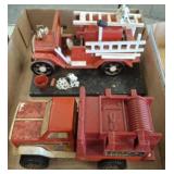 TONKA HOSE TRUCK AND SANTA FIGURINE