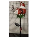 SOLAR METAL CHRISTMAS CHICKEN YARD STAKE