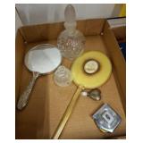 2 VINTAGE PERFUME BOTTLES, 2 VINTAGE MIRRORS