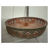 PINK DEPRESSION SILVER PLATE DIVIDED DISH