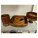 EXOTIC WOOD SALAD SET, COMPOTE