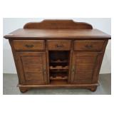 LOUVERED DOOR BAR CABINET, PULLOUT STEMWARE HOLDER