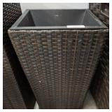 RESIN WICKER OUTDOOR PLANTER 16X16X21