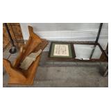 WOODEN SHELF, MIRROR NEEDLE POINT DECOR