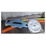 UMBRELLA TABLE, POOL NOODLES, MISC
