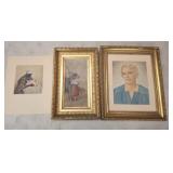 ASSORTED ORNATE FRAMED PRINTS, UNFRAMED PRINT