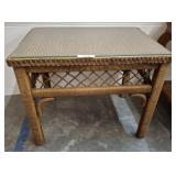 GLASS TOP WICKER END TABLE
