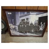 BLACK AND WHITE FRAMED FIREMAN PRINT
