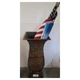 METAL DECORATIVE UMBRELLA STAND WITH FLAGS