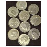 10 ASSORTED DATE KENNEDY HALF DOLLARS