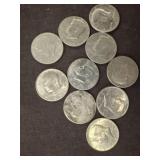 10 ASSORTED DATE KENNEDY HALF DOLLARS