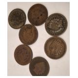 6 INDIAN HEAD PENNIES, DIFFERENT DATES