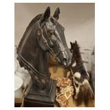 ASSORTED HORSE FIGURES, STUFFED GIRAFFE