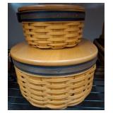 2 PC COVERED LONGABERGER BASKETS