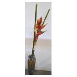 MURANO STYLE VASE WITH HAWIAN STYLE FAUX PLANT
