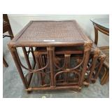 NESTING RATTAN AND WICKER END TABLES LARGEST