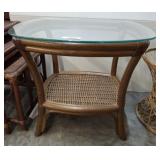 GLASS TOP RATTAN END TABLE 26X22X22