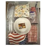 TOTE OF PAPER PRODUCTS, PARTY SUPPLIES