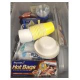 PLASTIC TOTE OF ALUM PANS, MISC