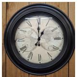 ROUND MAP CLOCK QUARTZ 24IN