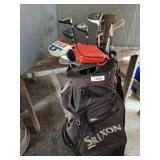 SRIXON BAG WITH ASSORTED GOLF CLUBS, ADAMS, ODYSSE