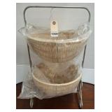 WICKER 2 TIER FRUIT BASKET 12X22