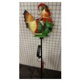 SOLAR METAL CHRISTMAS CHICKEN YARD STAKE