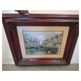 ORNATE FRAMED CITY SCAPE SCENE- 28X25