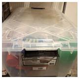 BOX OF PLASTIC CUPS AND PARTY SUPPLIES