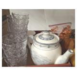 TEA POT, STANDS, MISC CUPS