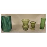DECORATIVE GREEN AND TEAL VASES
