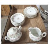FLORAL THEMED SAUCERS, CREAM AND SUGAR, MISC