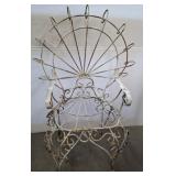 VINTAGE PEACOCK WROUGHT IRON DOLL CHAIR