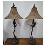 PAIR OF MONKEY STEMED SITCK LAMPS