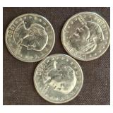 3 SUSAN B ANTHONY  DOLLAR COINS