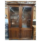 2 PC BEVELED GLASS CURIO CABINETS LIGHTED