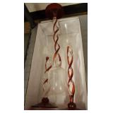 ART GLASS RUBY TO CLEAR TEA CANDLE HOLDERS