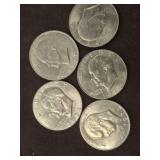 5 ASSORTED DATE EISENHOWER DOLLARS