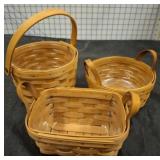 3 PC LONGABERGER BASKETS ASSORTED