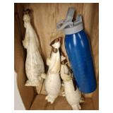CERAMIC CHICKENS, WATER BOTTLE