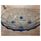 FOOTED BLUE FRUIT BOWL CENTERPIECE