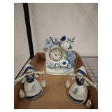 DUTCH STYLE FIGURINES, QUARTZ LINDEN CLOCK