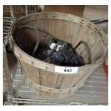 PEACH BASKET AND VINTAGE TELEPHONES