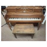 IVERS AND POND OAK SPINNING PIANO WITH BENCH