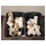 2 BINS OF LARGE PVC FITTINGS