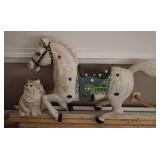 CAROUSEL STYLE HORSE 48IN AND CAT Dï¿½COR