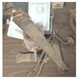 WAGON WHEEL HUB, LIGHTS, VINTAGE TOOLS