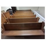 96IN OAK CHURCH PEWS, 7 PC TOTAL