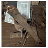 WAGON WHEEL HUB, LIGHTS, VINTAGE TOOLS