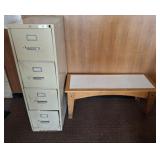 4 DRAWER FILING CABINET, LOCKER, AND BENCH